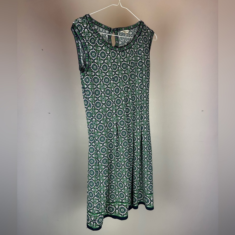 Max Studio Teal and White Geometric Midi Dress